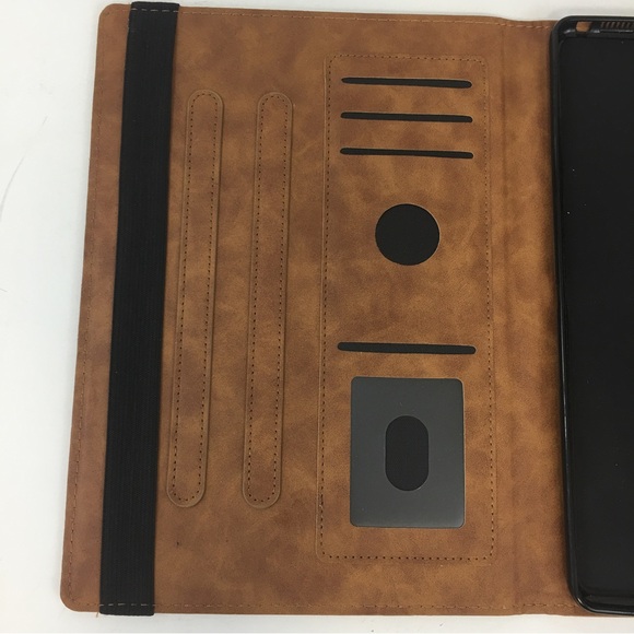 Tablet Device Holder Case embossed leaf print sorrel tan EUC - Picture 5 of 10